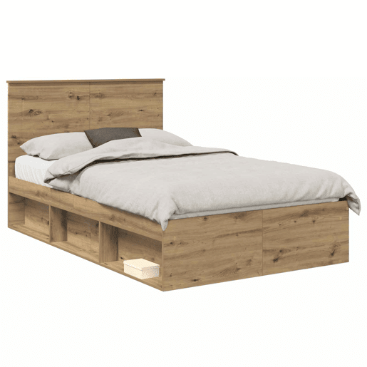 Estrutura de cama de casal moderno com cabeceira - Carvalho Artesanal 135 x 190 cm