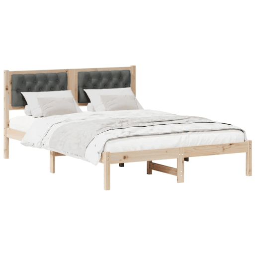 Estrutura da Cama de casal simple com cabeceira Cinza Escuro 140 x 190 cm