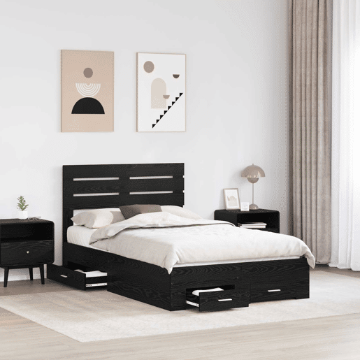 Estrutura da Cama de casal moderno para adultos com gaveta com cabeceira Madeira processada