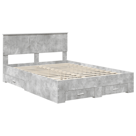 Estrutura De Cama De Casal Moderno - Cinzento 140 x 190 cm Madeira processada