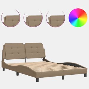 Estrutura de Cama de casal moderno com LED sem colchão Zadar 140x200cm cappuccino