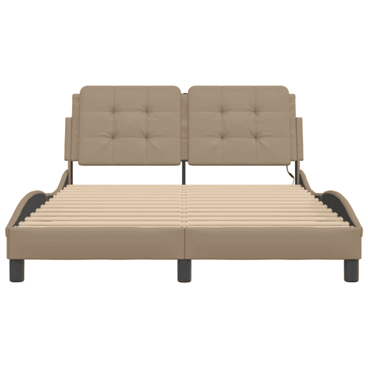 Estrutura de Cama de casal moderno com LED sem colchão Zadar 140x200cm cappuccino
