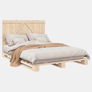 Estrutura de Cama de casal simple com cabeceira 140x200 cm pinho maciço