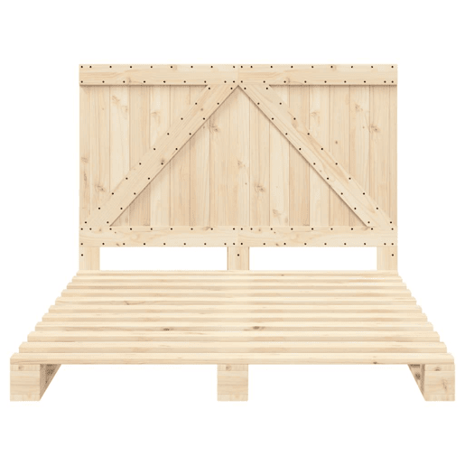 Estrutura de Cama de casal simple com cabeceira 140x200 cm pinho maciço Estrutura de Cama de casal simple com cabeceira 140x200 cm pinho maciço