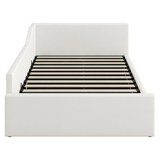 Cama de dia 140x200 - Estofada com arrumação inferior - Bege