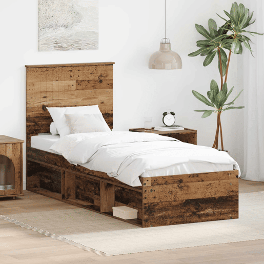 Estrutura de cama de solteiro para adultos com cabeceira Madeira antiga 75 x 190 cm