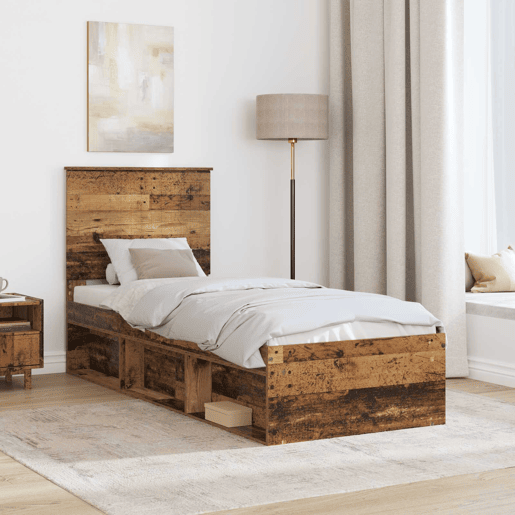 Estrutura de cama de solteiro para adultos com cabeceira Madeira antiga 75 x 190 cm