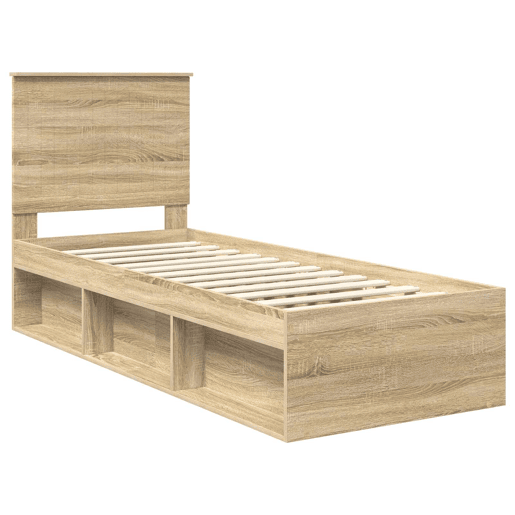 Estrutura de cama de solteiro moderno com cabeceira - Carvalho Sonoma 75 x 190 cm