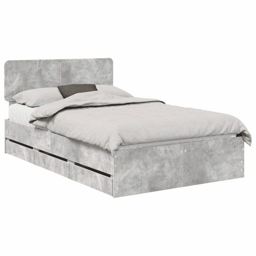Estrutura da Cama de casal simple com cabeceira Cinzento Concreto 135 x 190 cm