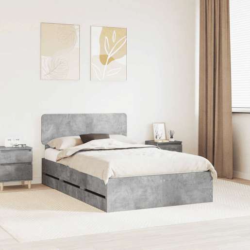 Estrutura da Cama de casal simple com cabeceira Cinzento Concreto 135 x 190 cm