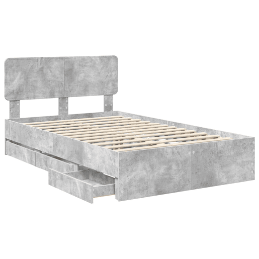 Estrutura da Cama de casal simple com cabeceira Cinzento Concreto 135 x 190 cm