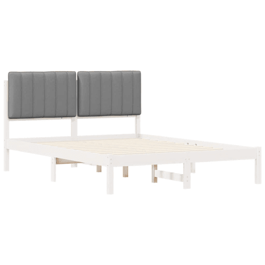 Estrutura de Cama de casal moderno com Cabeceira Estofada Cinzento-claro