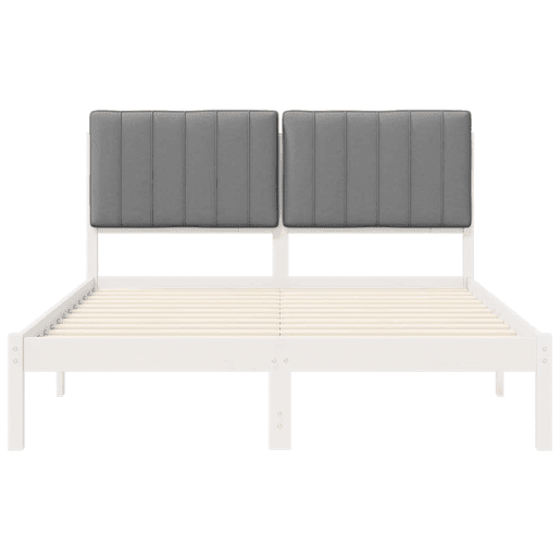 Estrutura de Cama de casal moderno com Cabeceira Estofada Cinzento-claro