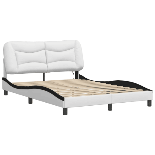 Estrutura de Cama de casal moderno com LED - 140x200cm brancopreto
