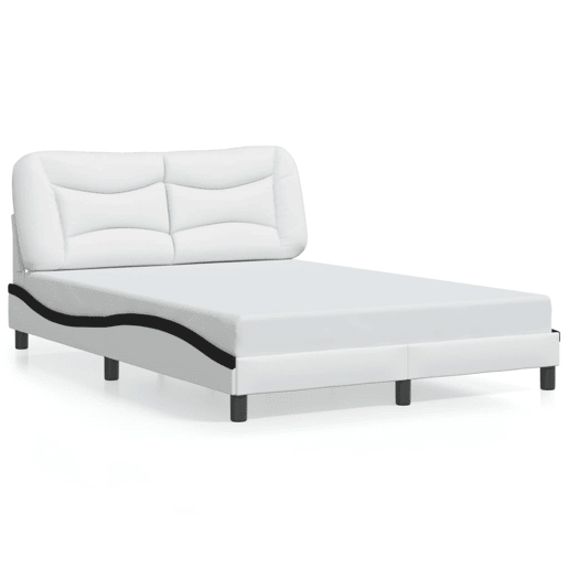 Estrutura de Cama de casal moderno com LED - 140x200cm brancopreto