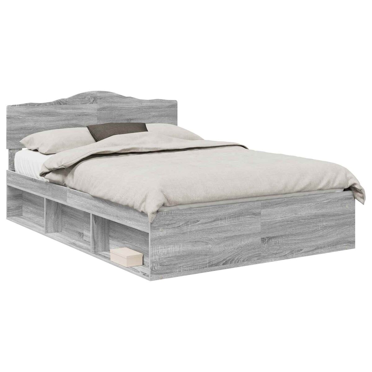 Estructura de cama matrimonial 143x206 Roble/ Gris