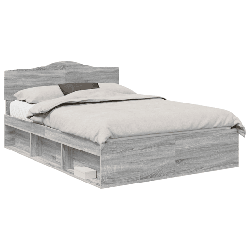Estrutura da Cama de casal simple com cabeceira Cinza Sonoma 140 x 200 cm