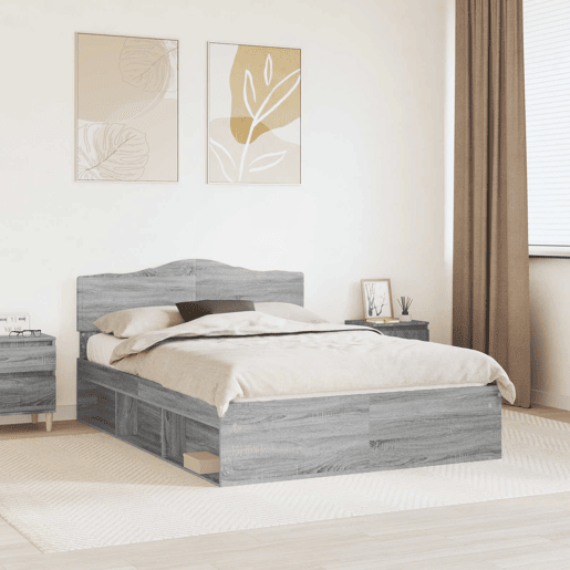 Estrutura da Cama de casal simple com cabeceira Cinza Sonoma 140 x 200 cm