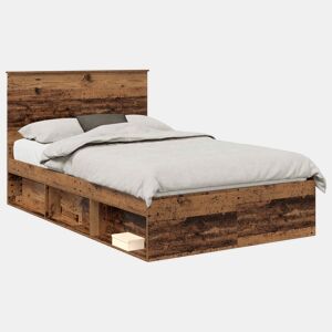 Estrutura de cama de casal com cabeceira - Madeira antiga 135 x 190 cm
