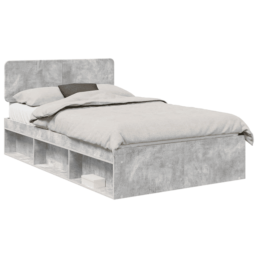 Estrutura da Cama de casal simple com cabeceira Cinza Concreto 135 x 190 cm