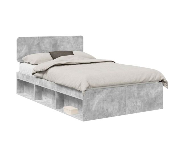 Estructura de cama matrimonial comodidad con cabecera - gris concreto 135 x 190 cm