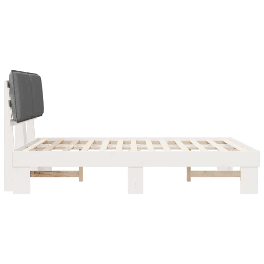 Estrutura de Cama de casal moderno com Cabeceira Estofada Cinzento-claro