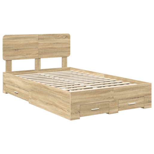 Estrutura da Cama de casal moderno com cabeceira Carvalho Sonoma 135 x 190 cm