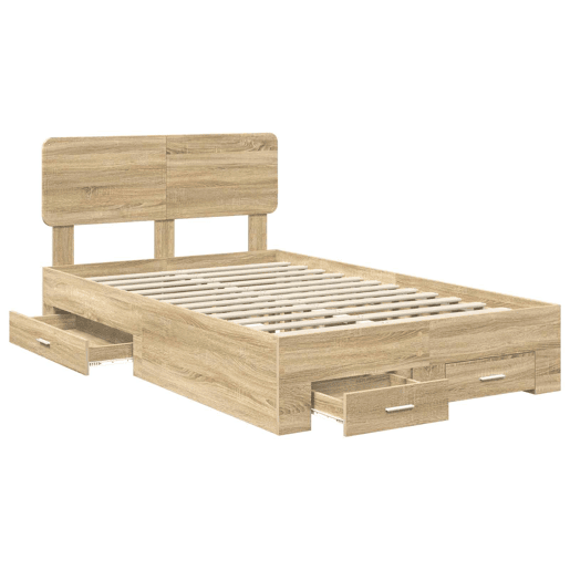 Estrutura da Cama de casal moderno com cabeceira Carvalho Sonoma 135 x 190 cm