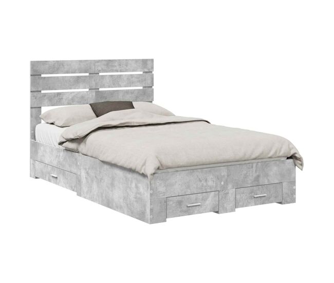 Estructura de cama doble matrimonial con cajón con cabecera madera contrachapada