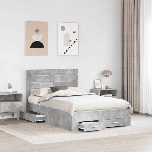 Estrutura da Cama de casal moderno para adultos com gaveta com cabeceira Madeira processada