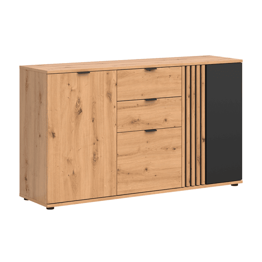 Aparador Ezra Wood 3 portas 2 gavetas