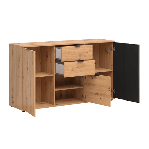 Aparador Ezra Wood 3 portas 2 gavetas