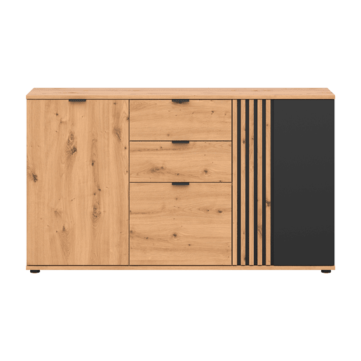 Aparador Ezra Wood 3 portas 2 gavetas