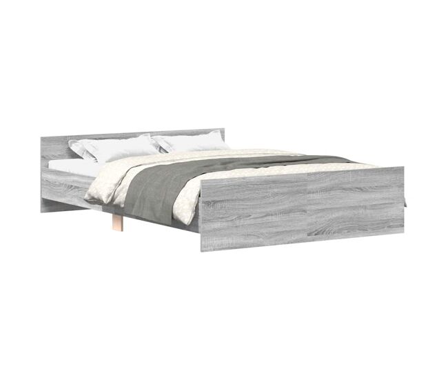 Estructura de cama matrimonial estilo con cabecero piecero gris sonoma 135x190 cm