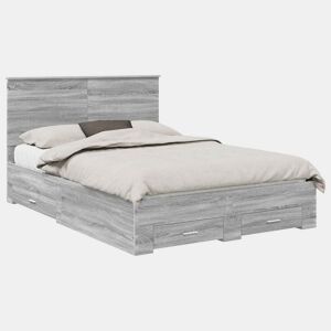 Estrutura De Cama De Casal Moderno - Cinza Sonoma 140 x 190 cm Madeira processada
