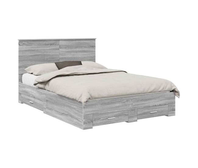 Estructura de cama matrimonial comodidad con cabecera - gris sonoma 140 x 190 cm