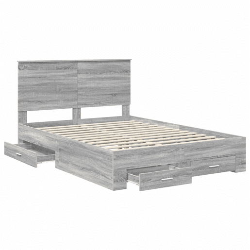 Estrutura De Cama De Casal Moderno - Cinza Sonoma 140 x 190 cm Madeira processada