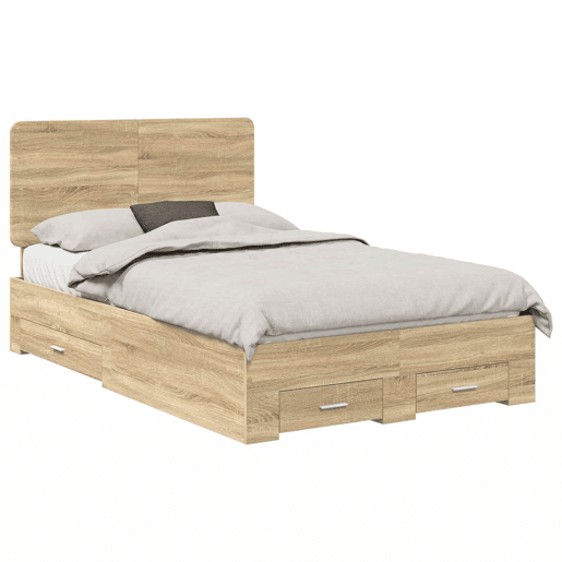 Estrutura da Cama de casal moderno com cabeceira Carvalho Sonoma 135 x 190 cm