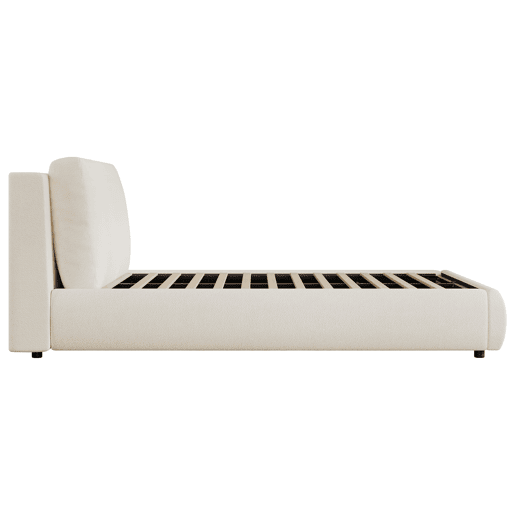 Cama estofada 180x200 cm - com arrumação hidráulica e estrado - bege bouclé