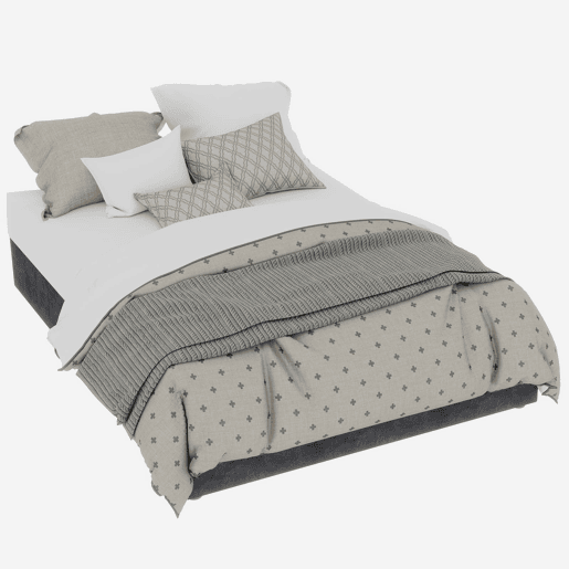Cama moderna minimalista 140x200 - com pistões elevatórios - cinzento