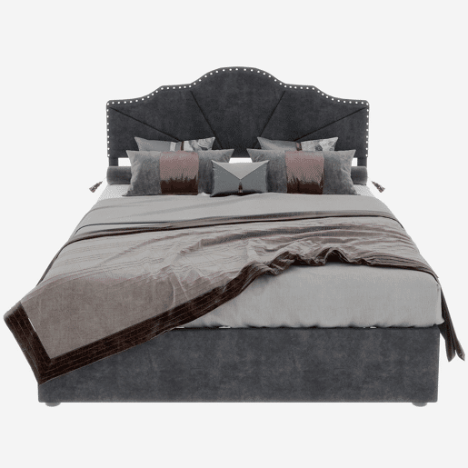 Cama moderna 140x200 cm - Cabeceira acolchoada macia, canapé alto com pistão - Cinza