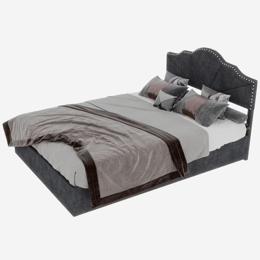 Cama moderna 140x200 cm - Cabeceira acolchoada macia, canapé alto com pistão - Cinza