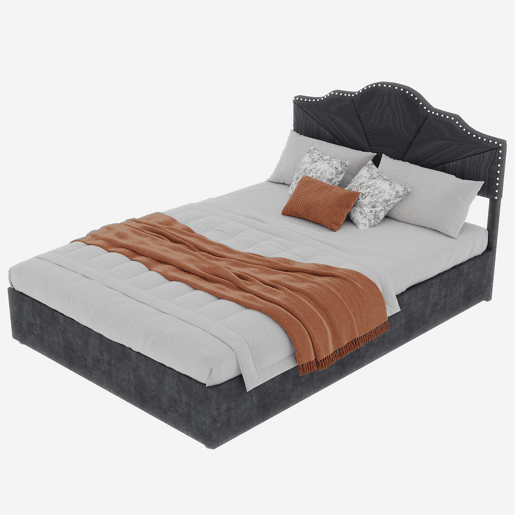 Cama moderna 140x200 cm - Cabeceira acolchoada macia, canapé alto com pistão - Cinza
