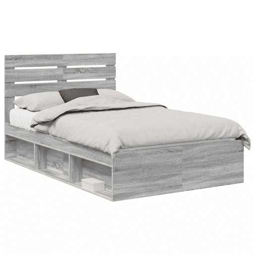 Estrutura da Cama de casal simple com cabeceira Cinza Sonoma 135 x 190 cm