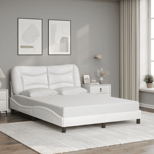 Estrutura de Cama de casal moderno com LED - 140x200 cm branco