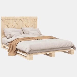 Estrutura de Cama de casal simple com cabeceira 140x200 cm pinho maciço