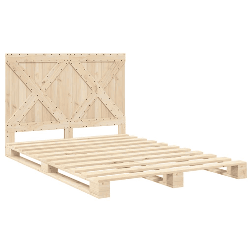 Estrutura de Cama de casal simple com cabeceira 140x200 cm pinho maciço Estrutura de Cama de casal simple com cabeceira 140x200 cm pinho maciço
