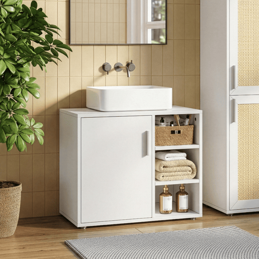 Armário para casa de banho Kulaik 1 porta e 3 prateleiras 51x60x32cm - Branco en.casa