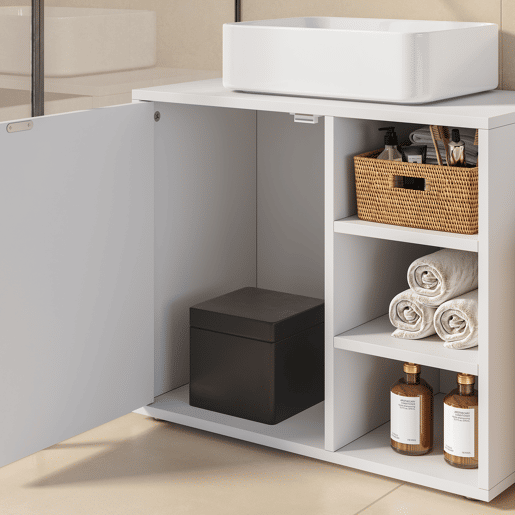 Armário para casa de banho Kulaik 1 porta e 3 prateleiras 51x60x32cm - Branco en.casa