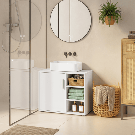 Armário para casa de banho Kulaik 1 porta e 3 prateleiras 51x60x32cm - Branco en.casa
